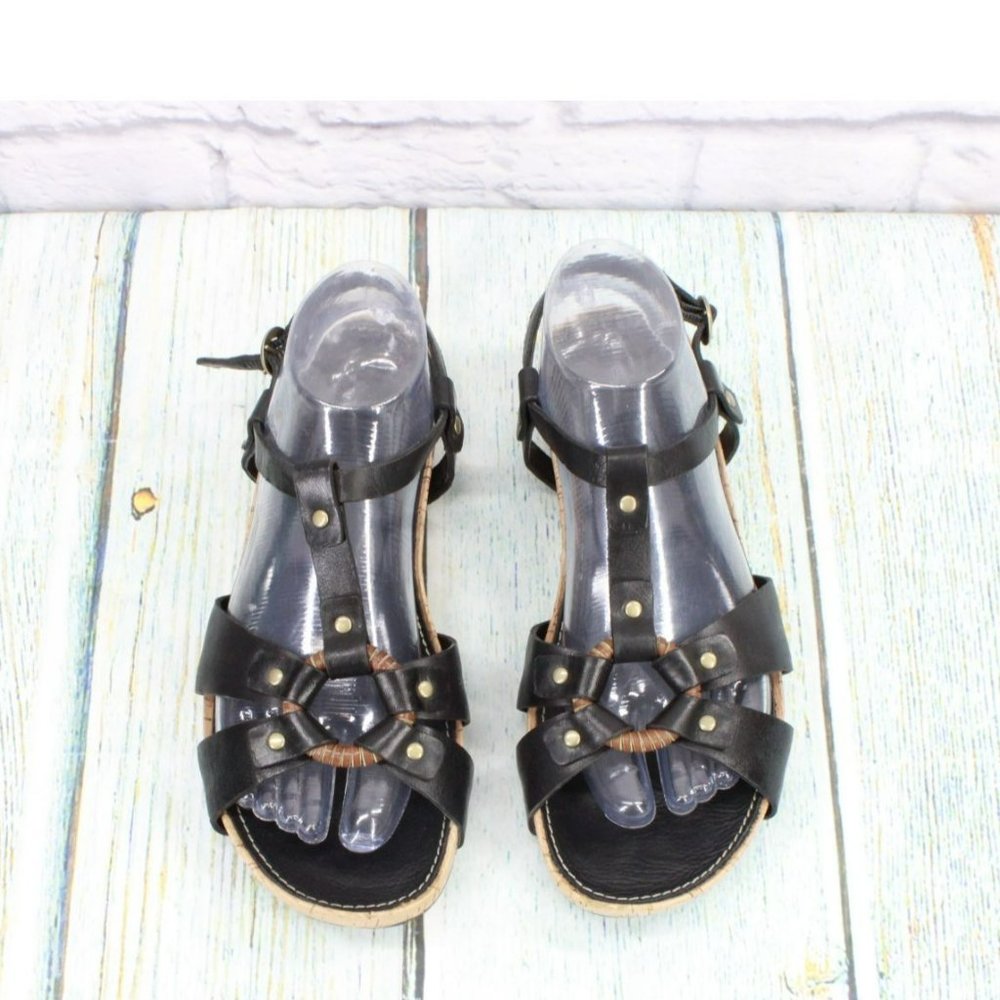 Timberland Black Leather Slip On Adjustable Slingback Casual Sandals Size 9 M - Picture 5 of 9